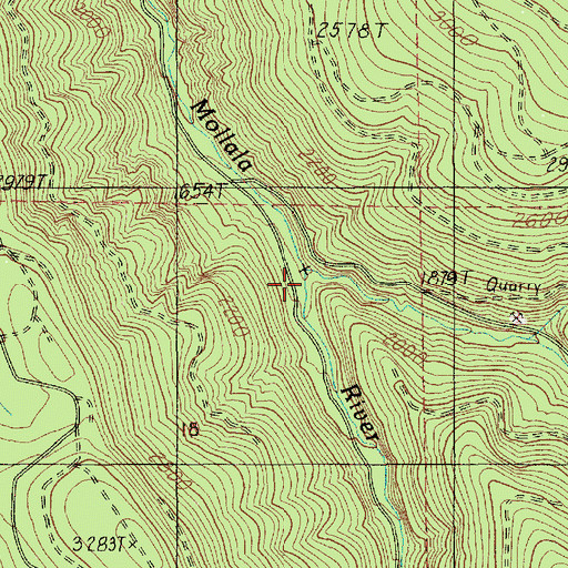 Topographic Map of Cougar Creek, OR