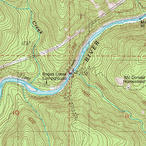 Topographic Map of Cougar Creek, OR
