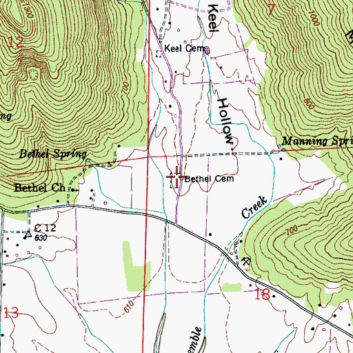 Topographic Map of Bethel Cemetery, AL