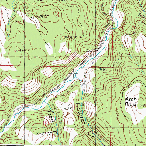 Topographic Map of Cougar Creek, OR