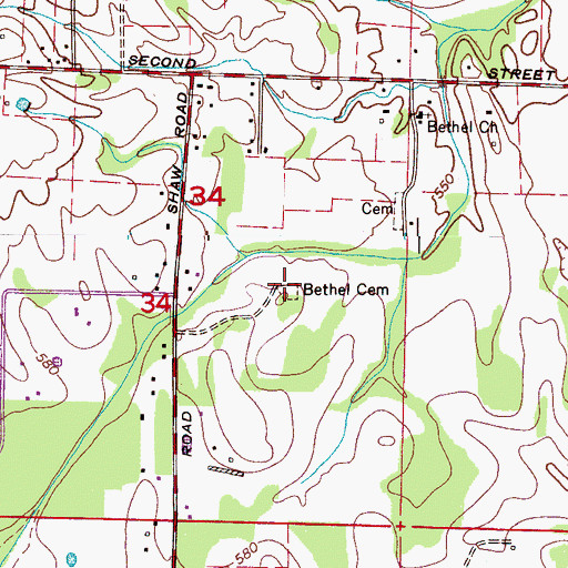 Topographic Map of Bethel Cemetery, AL