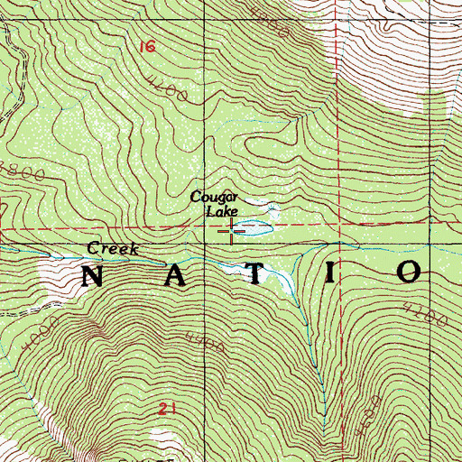 Topographic Map of Cougar Lake, OR