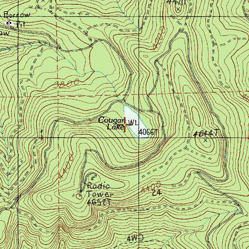 Topographic Map of Cougar Lake, OR
