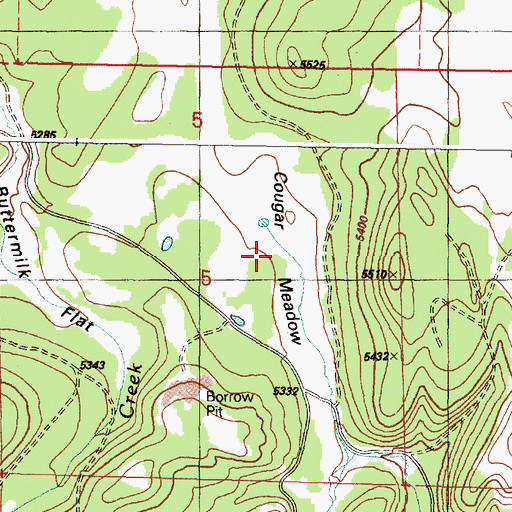 Topographic Map of Cougar Meadow, OR