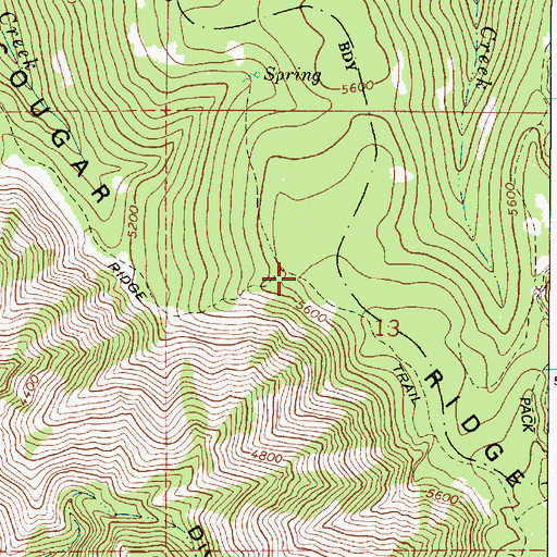 Topographic Map of Cougar Ridge Trail, OR