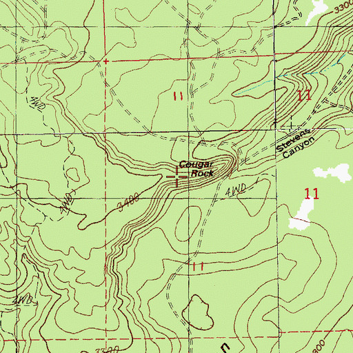 Topographic Map of Cougar Rock, OR