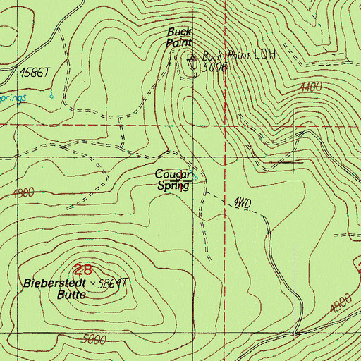 Topographic Map of Cougar Spring, OR