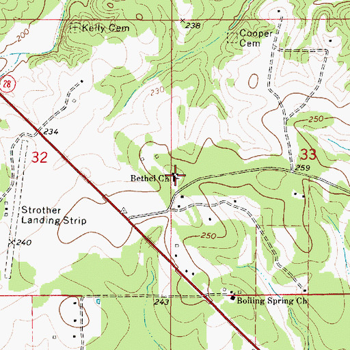 Topographic Map of Bethel Church, AL