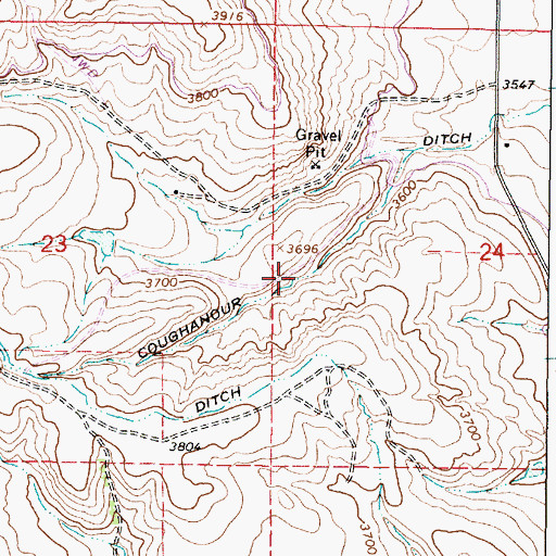 Topographic Map of Coughanour Ditch, OR
