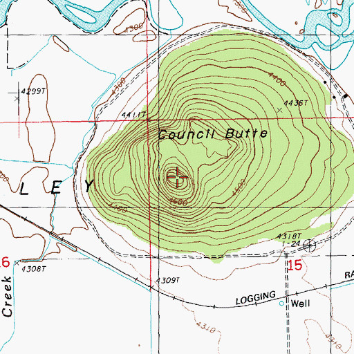 Topographic Map of Council Butte, OR