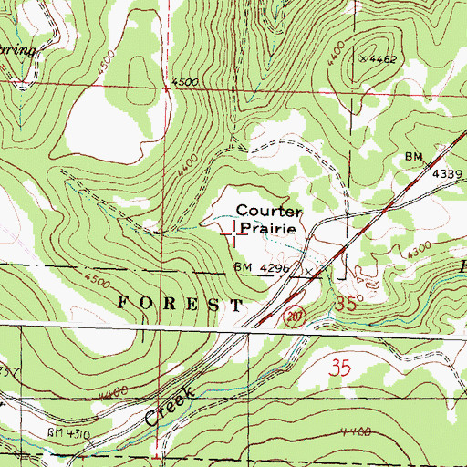 Topographic Map of Courter Prairie, OR