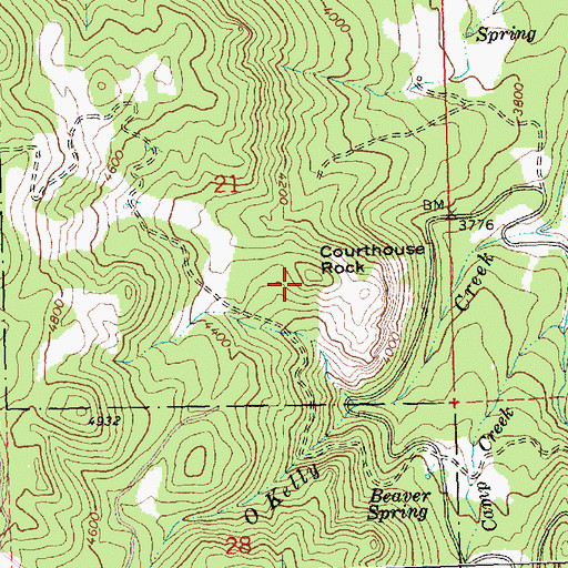 Topographic Map of Courthouse Rock, OR