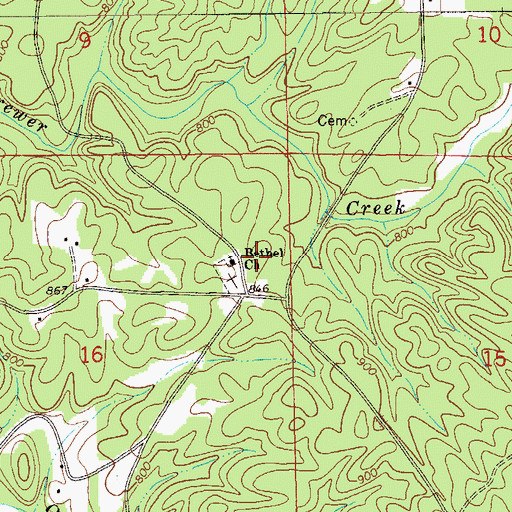 Topographic Map of Bethel Church, AL