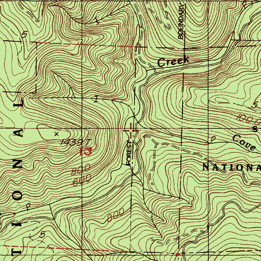 Topographic Map of Cove Creek, OR