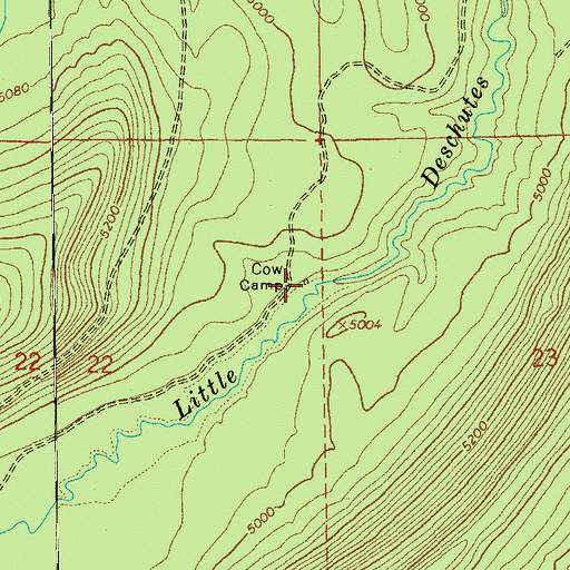 Topographic Map of Cow Camp, OR