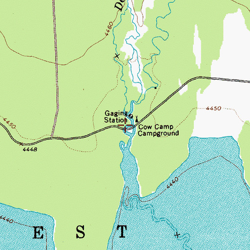 Topographic Map of Cow Meadow Recreation Site, OR