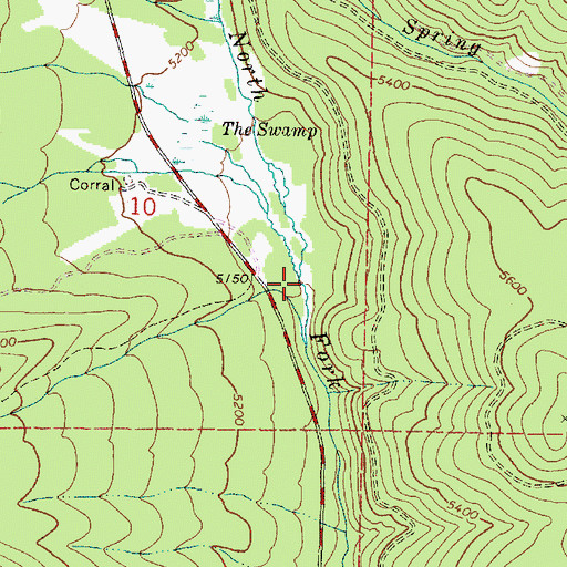 Topographic Map of Cow Creek, OR
