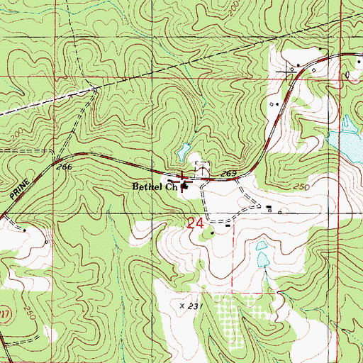 Topographic Map of Bethel Church, AL