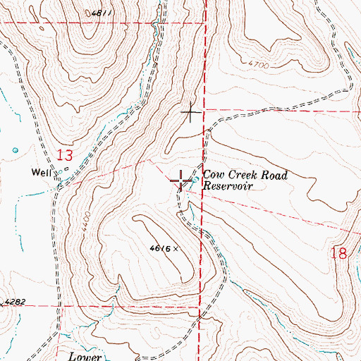 Topographic Map of Cow Creek Road Reservoir, OR