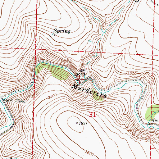 Topographic Map of Cow Gulch, OR