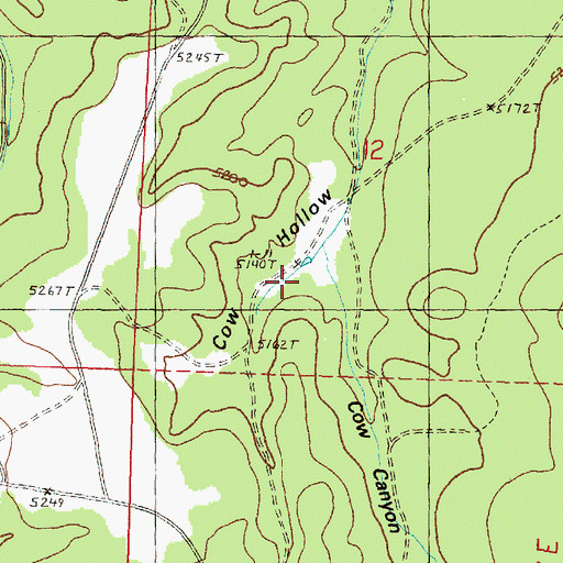 Topographic Map of Cow Hollow, OR