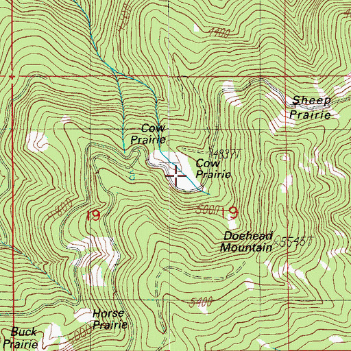 Topographic Map of Cow Prairie, OR