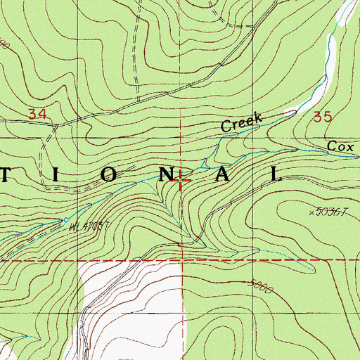 Topographic Map of Cox Creek, OR