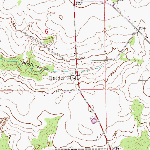 Topographic Map of Bethel Baptist Church, AL