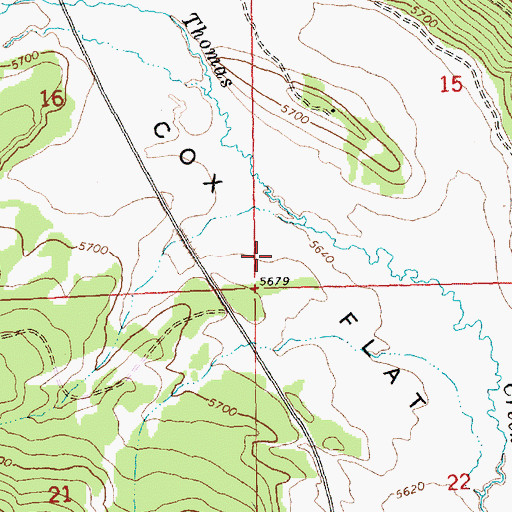 Topographic Map of Cox Flat, OR