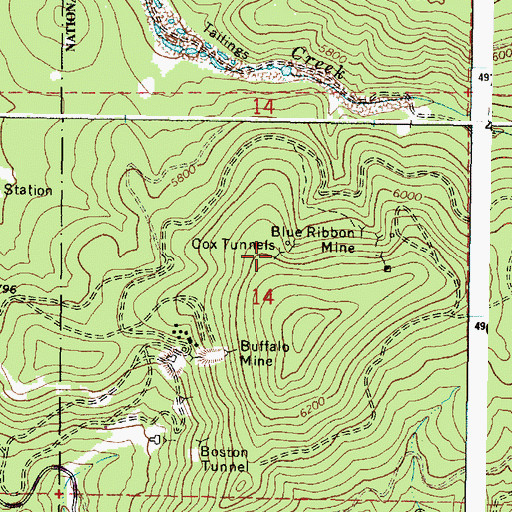 Topographic Map of Cox Tunnels, OR