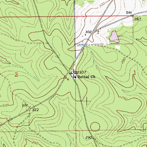 Topographic Map of Bethel Church, AL