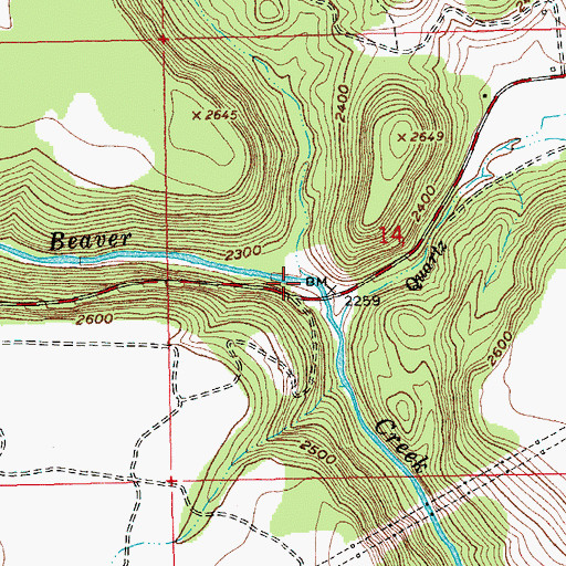 Topographic Map of Coyote Creek, OR