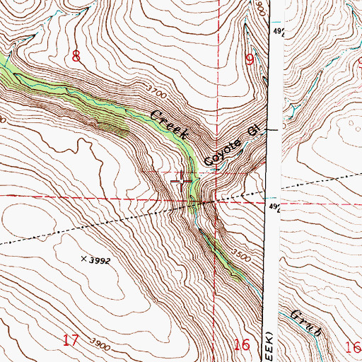 Topographic Map of Coyote Gulch, OR