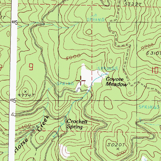 Topographic Map of Coyote Meadow, OR