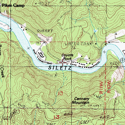 Topographic Map of Coyote Rock, OR