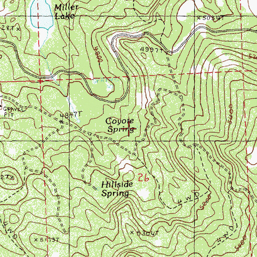 Topographic Map of Coyote Spring, OR