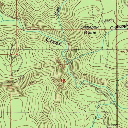 Topographic Map of Crabapple Creek, OR