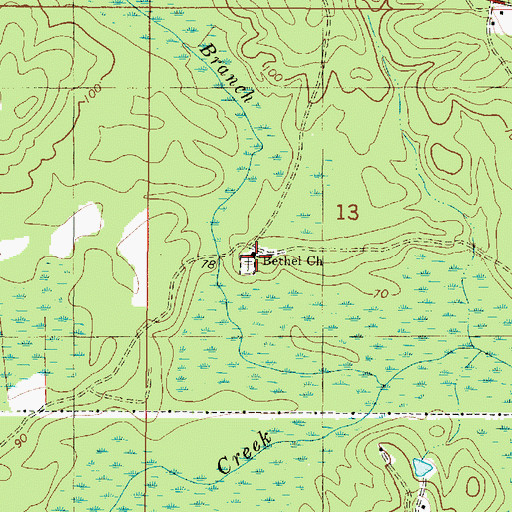 Topographic Map of Bethel United Methodist Church, AL