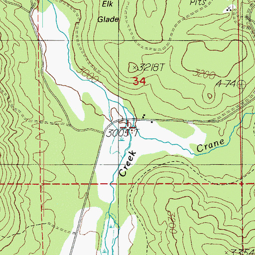 Topographic Map of Crane Creek, OR