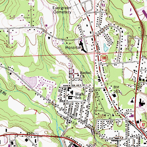 Topographic Map of Bethel Church, AL