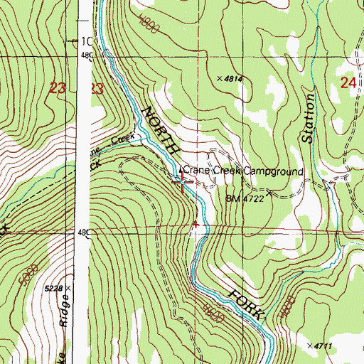 Topographic Map of Crane Creek Campground, OR