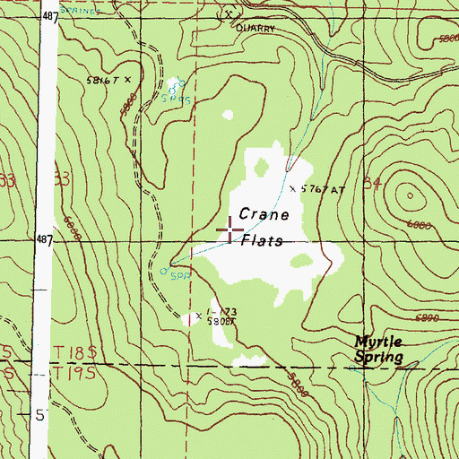 Topographic Map of Crane Flats, OR
