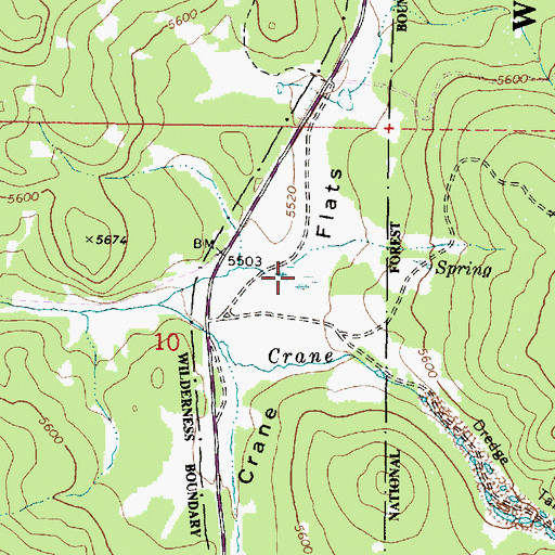Topographic Map of Crane Flats, OR
