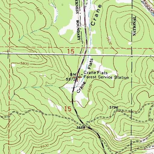 Topographic Map of Crane Flats Forest Service Station, OR