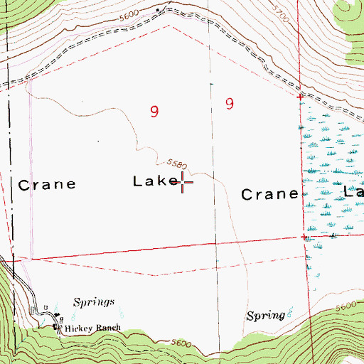 Topographic Map of Crane Lake, OR