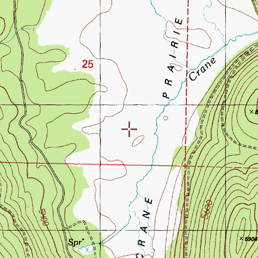 Topographic Map of Crane Prairie, OR