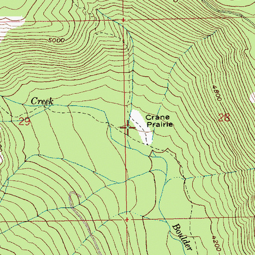 Topographic Map of Crane Prairie, OR