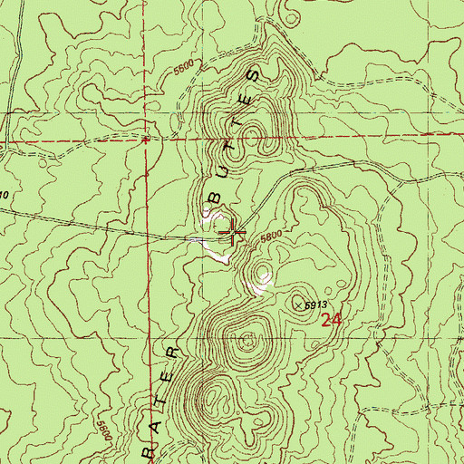 Topographic Map of Crater Buttes, OR