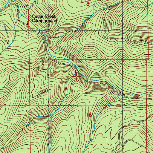 Topographic Map of Crawfish Creek, OR