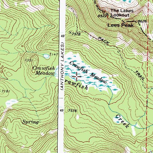 Topographic Map of Crawfish Meadow, OR